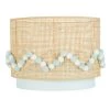 Maisons Du Monde Suspensions Enfant Abat-jour Pour Suspension En Rotin Et Tissu Bleu Décoré De Pompons écrus Et Bleus D35