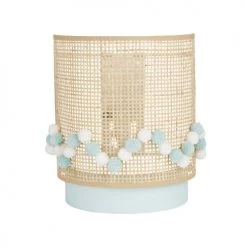 Maisons Du Monde Suspensions Enfant Applique En Rotin Et Tissu Bleu Décoré De Pompons écrus Et Bleus