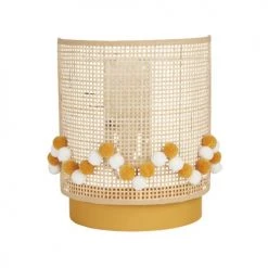 Maisons Du Monde Suspensions Enfant Applique En Rotin Et Tissu Jaune Décoré De Pompons écrus Et Jaunes