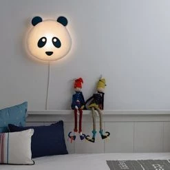 BUOKIDS Suspensions Enfant Applique Veilleuse Panda En Pvc Blanc -Luminaires enfant Soldes applique veilleuse panda en pvc blanc 2