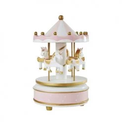 Maisons Du Monde Objets Déco Enfant Boîte à Musique Carrousel Licornes Rose, Blanche Et Dorée
