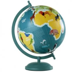 Maisons Du Monde Objets Déco Enfant Globe Terrestre Carte Du Monde Animaux En Métal Bleu Et Multicolore