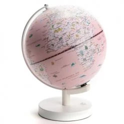 Amadeus Objets Déco Enfant Globe Terrestre Lumineux 20 X 26 Cm Rose