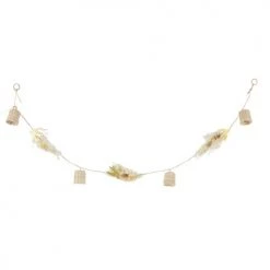 Maisons Du Monde Déco Lumineuses Enfant Guirlande Lumineuse Lumignons En Rotin, Hirondelles En Métal Doré Et Fleurs Séchées L137