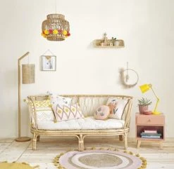 Maisons Du Monde Lampadaires Enfant Lampadaire En Chêne Abat-jour Cannage En Osier H143 -Luminaires enfant Soldes lampadaire en chene abat jour cannage en osier h143 1000 3 31 206876 5