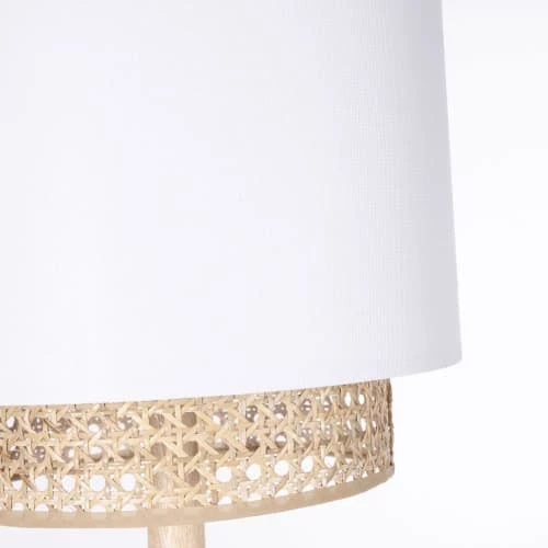 Maisons Du Monde Lampadaires Enfant Lampadaire Fixe En Bois D'hévéa Avec Abat-jour En Rotin Et Tissu Blanc H146 2 Maisons Du Monde Lampadaires Enfant Lampadaire Fixe En Bois D'hévéa Avec Abat-jour En Rotin Et Tissu Blanc H146 – Image 2