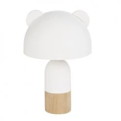 Maisons Du Monde Lampes De Chevet Enfant Lampe Abat-jour Blanc En Métal Oreilles En Bois Avec Pied Bicolore écru Et Bois H25