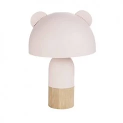 Maisons Du Monde Lampes De Chevet Enfant Lampe Abat-jour Rose En Métal Oreilles En Bois Avec Pied Bicolore écru Et Bois H25