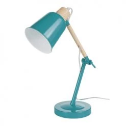 Maisons Du Monde Lampes De Chevet Enfant Lampe De Bureau En Bois D'hévéa Et Métal Vert