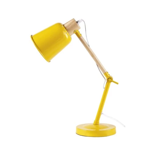 Maisons Du Monde Lampes De Chevet Enfant Lampe De Bureau En Métal Jaune Et Hévéa 1 Maisons Du Monde Lampes De Chevet Enfant Lampe De Bureau En Métal Jaune Et Hévéa