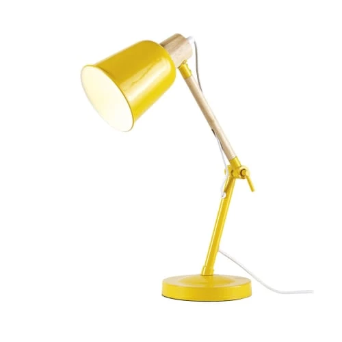 Maisons Du Monde Lampes De Chevet Enfant Lampe De Bureau En Métal Jaune Et Hévéa 2 Maisons Du Monde Lampes De Chevet Enfant Lampe De Bureau En Métal Jaune Et Hévéa – Image 2