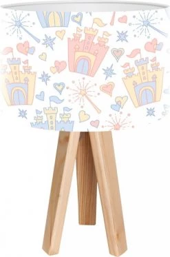 BPS Koncept Lampes De Chevet Enfant Lampe De Chevet Enfant Trépied Abat Jour Blanc Et Multicolore