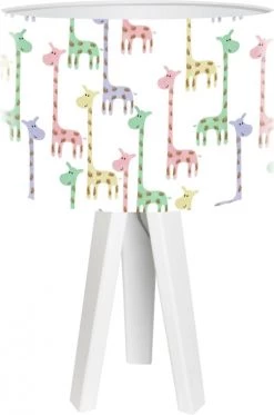 BPS Koncept Lampes De Chevet Enfant Lampe De Chevet Enfant Trépied Abat Jour Blanc Et Multicolore