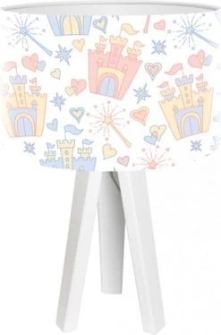 BPS Koncept Lampes De Chevet Enfant Lampe De Chevet Enfant Trépied Abat Jour Blanc Et Multicolore -Luminaires enfant Soldes lampe de chevet enfant trepied abat jour blanc et multicolore 4