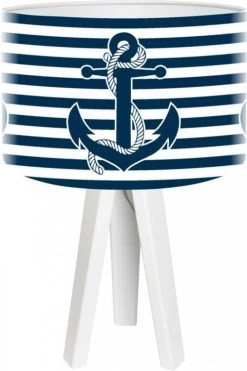 BPS Koncept Lampes De Chevet Enfant Lampe De Chevet Enfant Trépied Blanc Abat Jour Blanc Et Bleu