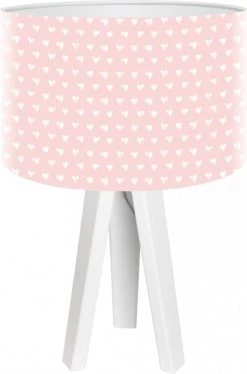 BPS Koncept Lampes De Chevet Enfant Lampe De Chevet Enfant Trépied Blanc Abat Jour Rose