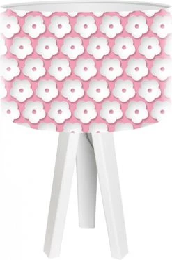 BPS Koncept Lampes De Chevet Enfant Lampe De Chevet Enfant Trépied Blanc Abat Jour Rose