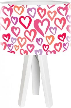 BPS Koncept Lampes De Chevet Enfant Lampe De Chevet Enfant Trépied Blanc Abat Jour Rose Et Violet