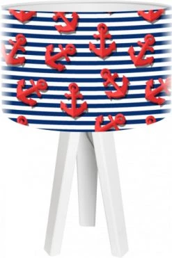 BPS Koncept Lampes De Chevet Enfant Lampe De Chevet Enfant Trépied Bois Abat Jour Rouge Et Bleu -Luminaires enfant Soldes lampe de chevet enfant trepied blanc abat jour rouge et bleu 3