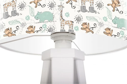 BPS Koncept Lampes De Chevet Enfant Lampe De Chevet Enfant Trépied Blanc Abat Jour Vert Et Beige 2 BPS Koncept Lampes De Chevet Enfant Lampe De Chevet Enfant Trépied Blanc Abat Jour Vert Et Beige – Image 2