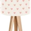 BPS Koncept Lampes De Chevet Enfant Lampe De Chevet Enfant Trépied Bois Abat Jour Beige Et Rose