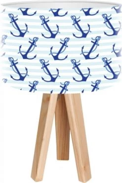 BPS Koncept Lampes De Chevet Enfant Lampe De Chevet Enfant Trépied Bois Abat Jour Blanc Et Bleu -Luminaires enfant Soldes lampe de chevet enfant trepied bois abat jour blanc et bleu 6