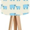 BPS Koncept Lampes De Chevet Enfant Lampe De Chevet Enfant Trépied Bois Abat Jour Bleu Et Beige