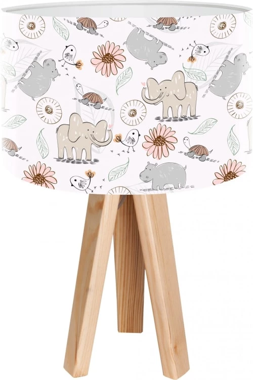 BPS Koncept Lampes De Chevet Enfant Lampe De Chevet Enfant Trépied Bois Abat Jour Gris Et Beige 1 BPS Koncept Lampes De Chevet Enfant Lampe De Chevet Enfant Trépied Bois Abat Jour Gris Et Beige