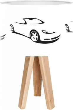 BPS Koncept Lampes De Chevet Enfant Lampe De Chevet Enfant Trépied Bois Abat Jour Noir Et Blanc