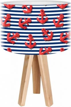 BPS Koncept Lampes De Chevet Enfant Lampe De Chevet Enfant Trépied Bois Abat Jour Rouge Et Bleu