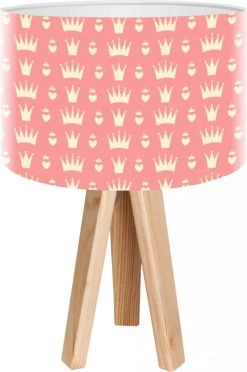 BPS Koncept Lampes De Chevet Enfant Lampe De Chevet Enfant Trépied Bois Clair Abat Jour Rose
