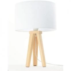 BPS Koncept Lampes De Chevet Enfant Lampe De Table Tissu Blanc 30x30x46cm -Luminaires enfant Soldes lampe de table tissu blanc 30x30x46cm 10