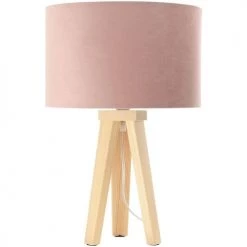 BPS Koncept Lampes De Chevet Enfant Lampe De Table Tissu Rose 30x30x46cm
