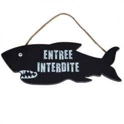 Wadiga Objets Déco Enfant Panneau Suspendu Requin Entrée Interdite - 30x11cm