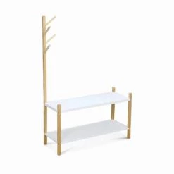 Alice's Garden Portemanteaux Et Patères Enfant Rangement à Chaussures Porte-manteau Pour Enfant En Pin Naturel Blanc