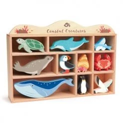 Tender Leaf Toys Objets Déco Enfant Set Animaux En Bois Marin