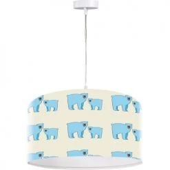 BPS Koncept Suspensions Enfant Suspension Enfant Abat-jour Tissu Bleu Et Blanc Et Beige ø 30 -Luminaires enfant Soldes suspension enfant abat jour tissu bleu et blanc et beige oe 30 2