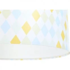BPS Koncept Suspensions Enfant Suspension Enfant Abat-jour Tissu Bleu Et Blanc Et Jaune ø 30 -Luminaires enfant Soldes suspension enfant abat jour tissu bleu et blanc et jaune oe 30 5