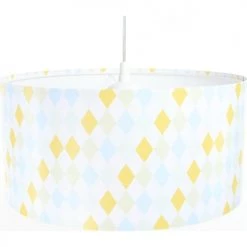 BPS Koncept Suspensions Enfant Suspension Enfant Abat-jour Tissu Bleu Et Blanc Et Jaune ø 50 -Luminaires enfant Soldes suspension enfant abat jour tissu bleu et blanc et jaune oe 50 3