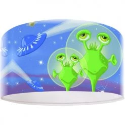 BPS Koncept Suspensions Enfant Suspension Enfant Abat-jour Tissu Bleu Et Blanc Et Vert ø 50 -Luminaires enfant Soldes suspension enfant abat jour tissu bleu et blanc et vert oe 50 1