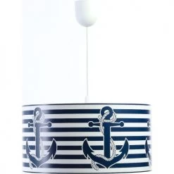 BPS Koncept Suspensions Enfant Suspension Enfant Abat-jour Tissu Bleu Et Blanc ø 40 -Luminaires enfant Soldes suspension enfant abat jour tissu bleu et blanc oe 40 5