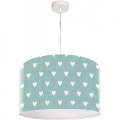 BPS Koncept Suspensions Enfant Suspension Enfant Abat-jour Tissu Bleu Et Blanc ø 50