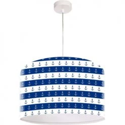 BPS Koncept Suspensions Enfant Suspension Enfant Abat-jour Tissu Bleu Et Blanc ø 50