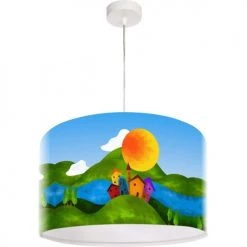 BPS Koncept Suspensions Enfant Suspension Enfant Abat-jour Tissu Multicolore Et Blanc Et Vert ø 40