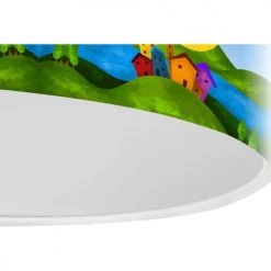 BPS Koncept Suspensions Enfant Suspension Enfant Abat-jour Tissu Multicolore Et Blanc Et Vert ø 50 -Luminaires enfant Soldes suspension enfant abat jour tissu multicolore et blanc et vert oe 50 3