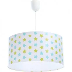 BPS Koncept Suspensions Enfant Suspension Enfant Abat-jour Tissu Multicolore Et Blanc ø 30 -Luminaires enfant Soldes suspension enfant abat jour tissu multicolore et blanc oe 30 38
