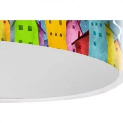 BPS Koncept Suspensions Enfant Suspension Enfant Abat-jour Tissu Multicolore Et Blanc ø 40 -Luminaires enfant Soldes suspension enfant abat jour tissu multicolore et blanc oe 40 19
