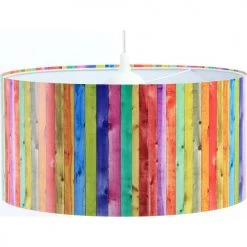 BPS Koncept Suspensions Enfant Suspension Enfant Abat-jour Tissu Multicolore Et Blanc ø 40 -Luminaires enfant Soldes suspension enfant abat jour tissu multicolore et blanc oe 40 24