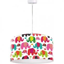 BPS Koncept Suspensions Enfant Suspension Enfant Abat-jour Tissu Multicolore Et Blanc ø 40 -Luminaires enfant Soldes suspension enfant abat jour tissu multicolore et blanc oe 40 28