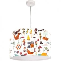 BPS Koncept Suspensions Enfant Suspension Enfant Abat-jour Tissu Multicolore Et Blanc ø 40
